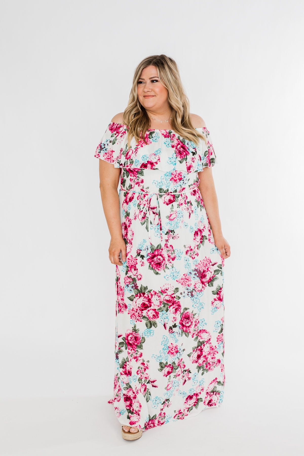 Darling Daylily Floral Print Off Shoulder Smocked Maxi Dress - 6 Colors main image 0