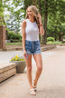 KanCan High-Rise Button Fly Shorts- Alma Wash