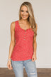 Feelin' Like A Firecracker Floral Henley Tank Top- Red