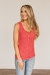 Feelin' Like A Firecracker Floral Henley Tank Top- Red