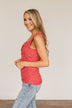 Feelin' Like A Firecracker Floral Henley Tank Top- Red