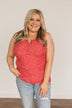 Feelin' Like A Firecracker Floral Henley Tank Top- Red