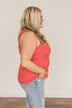 Feelin' Like A Firecracker Floral Henley Tank Top- Red