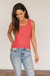Feelin' Like A Firecracker Floral Henley Tank Top- Red