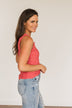 Feelin' Like A Firecracker Floral Henley Tank Top- Red