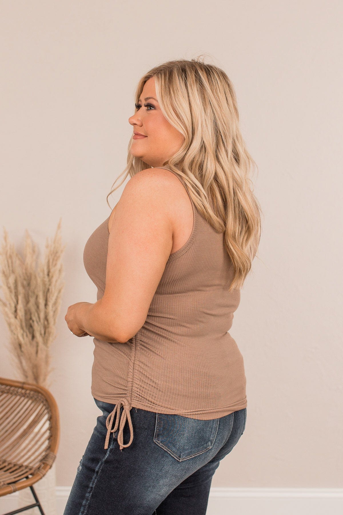 Tired Of Fitting In Drawstring Tank- Taupe