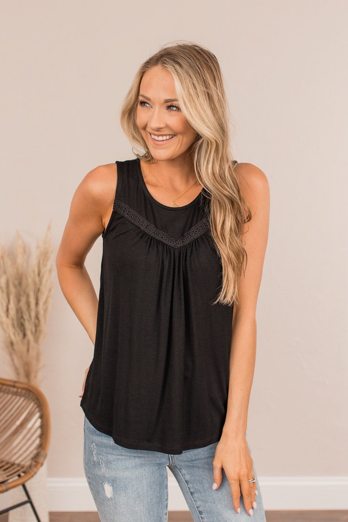 Devoted Darling Knit Tank Top- Black