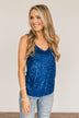 Dance Through The Night Sequin Tank Top- Royal Blue