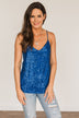 Dance Through The Night Sequin Tank Top- Royal Blue