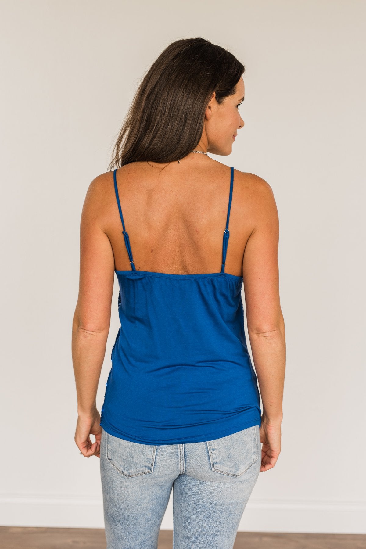 Dance Through The Night Sequin Tank Top- Royal Blue