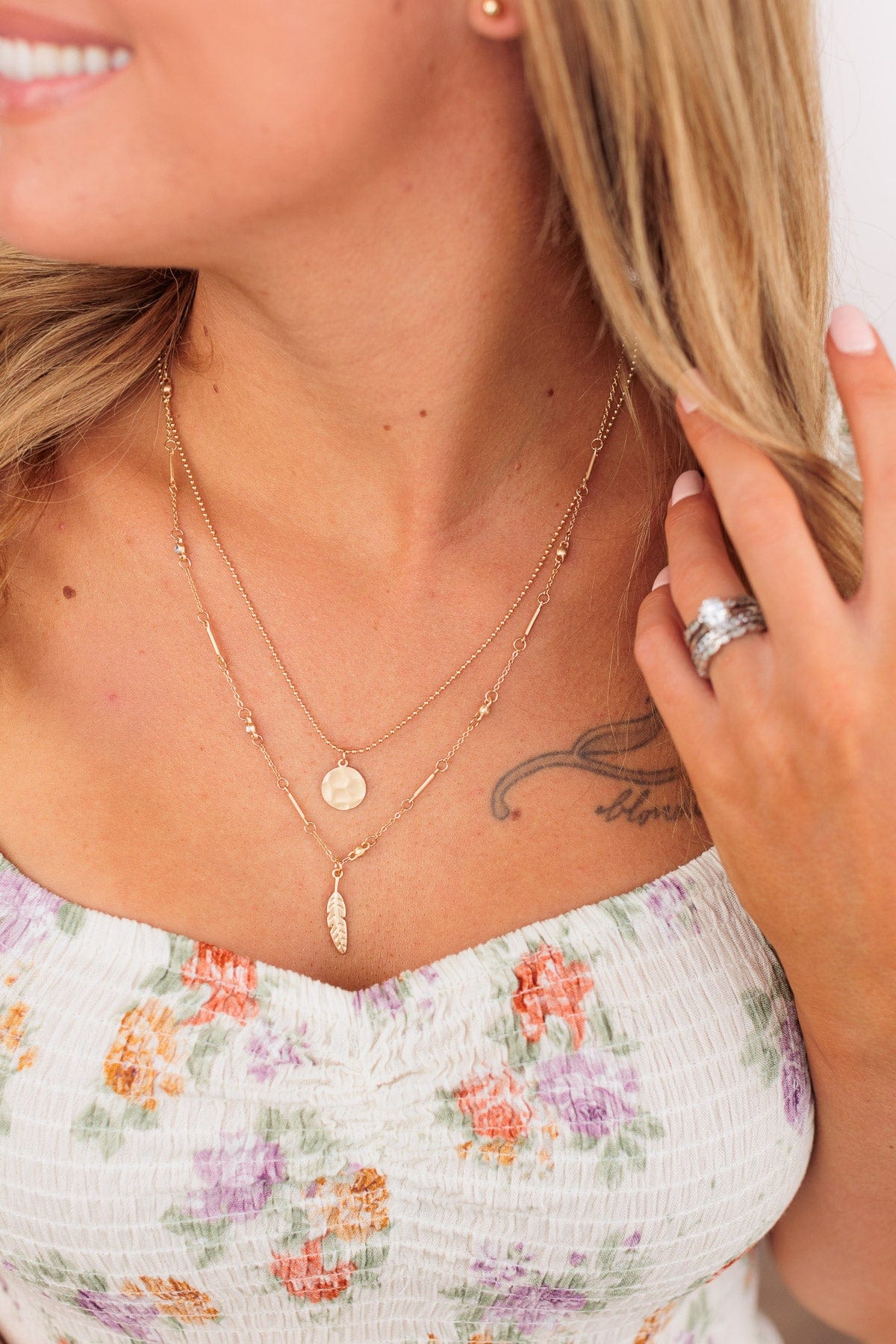 Whispering Winds Necklace Set- Gold
