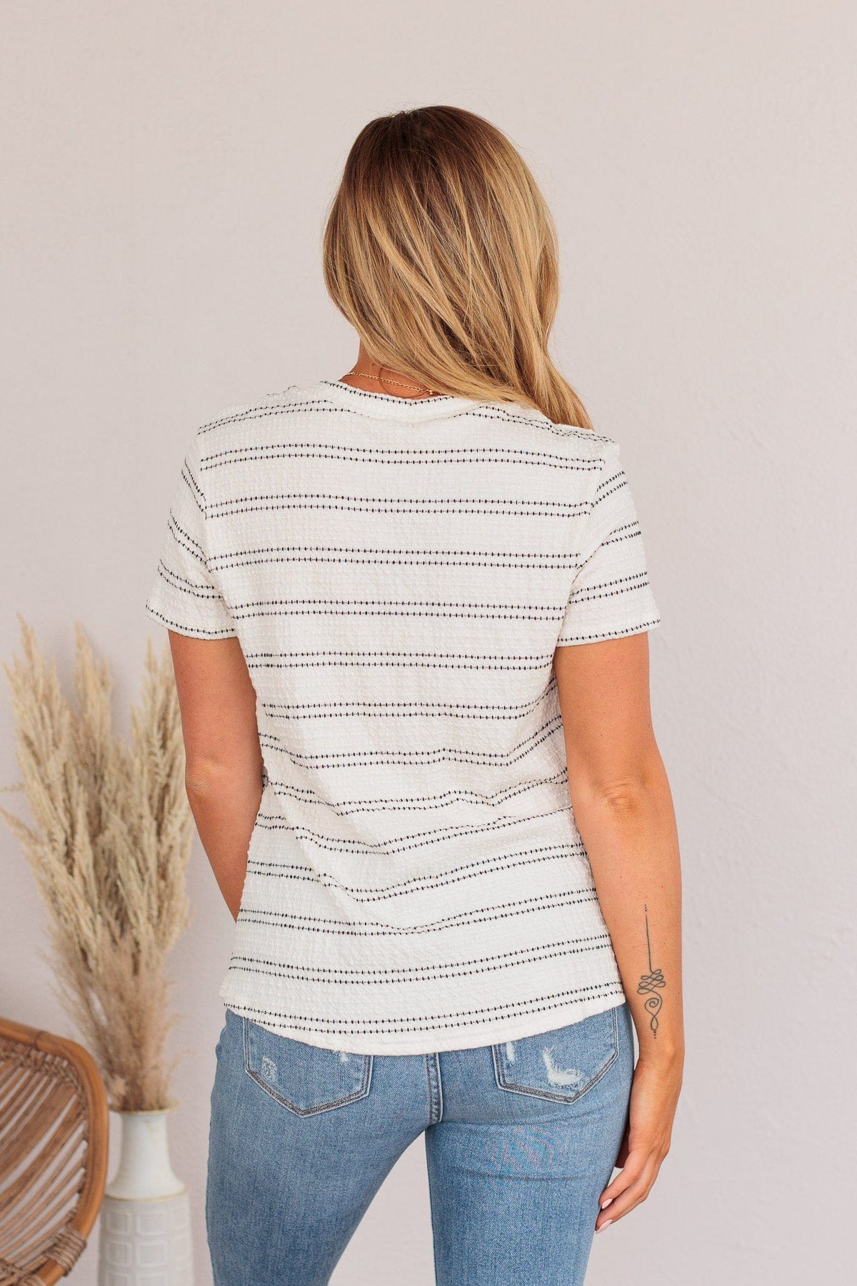 Stand Strong Together Striped Top- Ivory