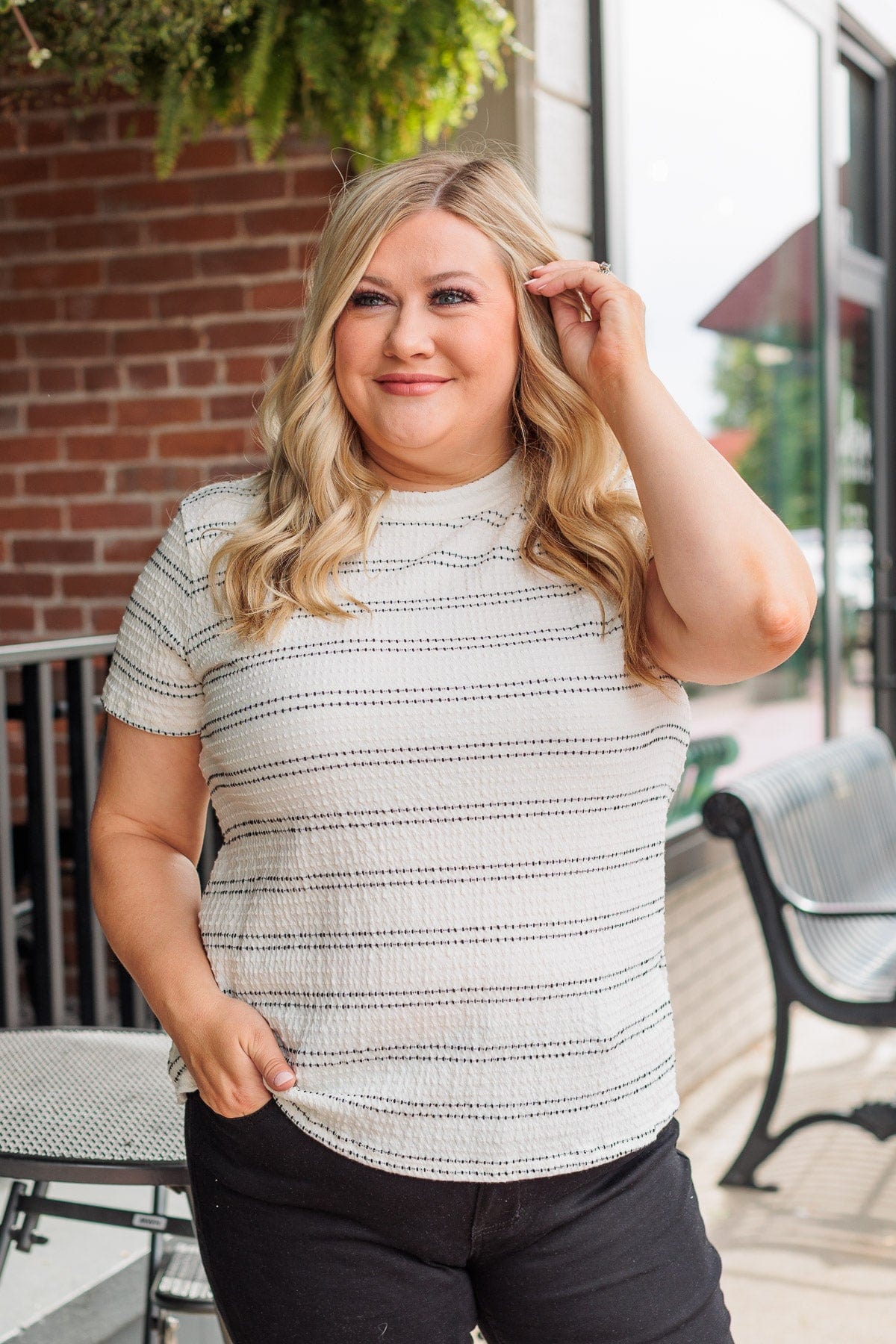 Stand Strong Together Striped Top- Ivory