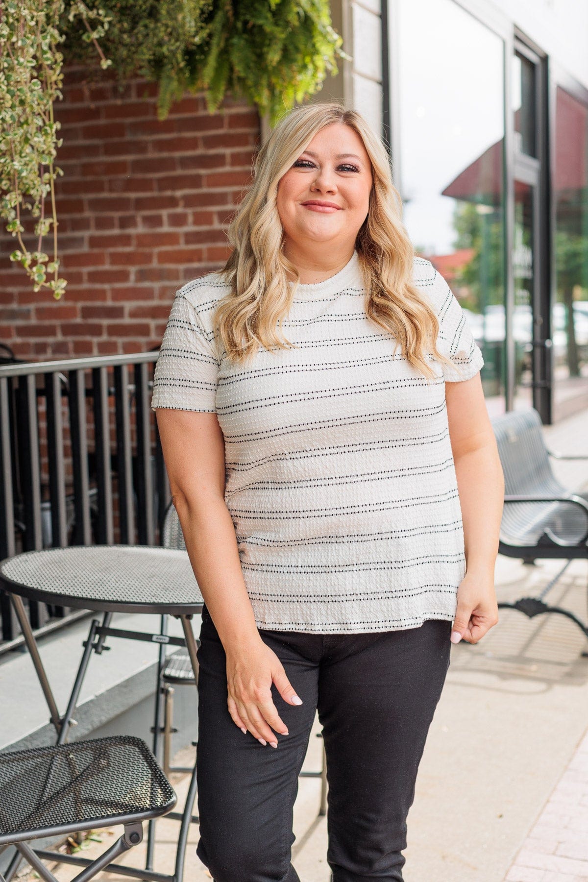 Stand Strong Together Striped Top- Ivory