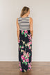 Heart Full Of Hope Floral Maxi Dress- Navy