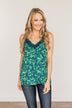 Dreaming Of Paradise Floral Tank Top- Green & Navy