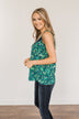 Dreaming Of Paradise Floral Tank Top- Green & Navy