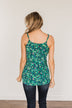 Dreaming Of Paradise Floral Tank Top- Green & Navy