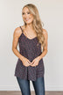 Aspire To Inspire Floral Knit Tank Top- Dark Navy