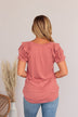 Almost There Tiered Flutter Sleeve Shirt- Rose