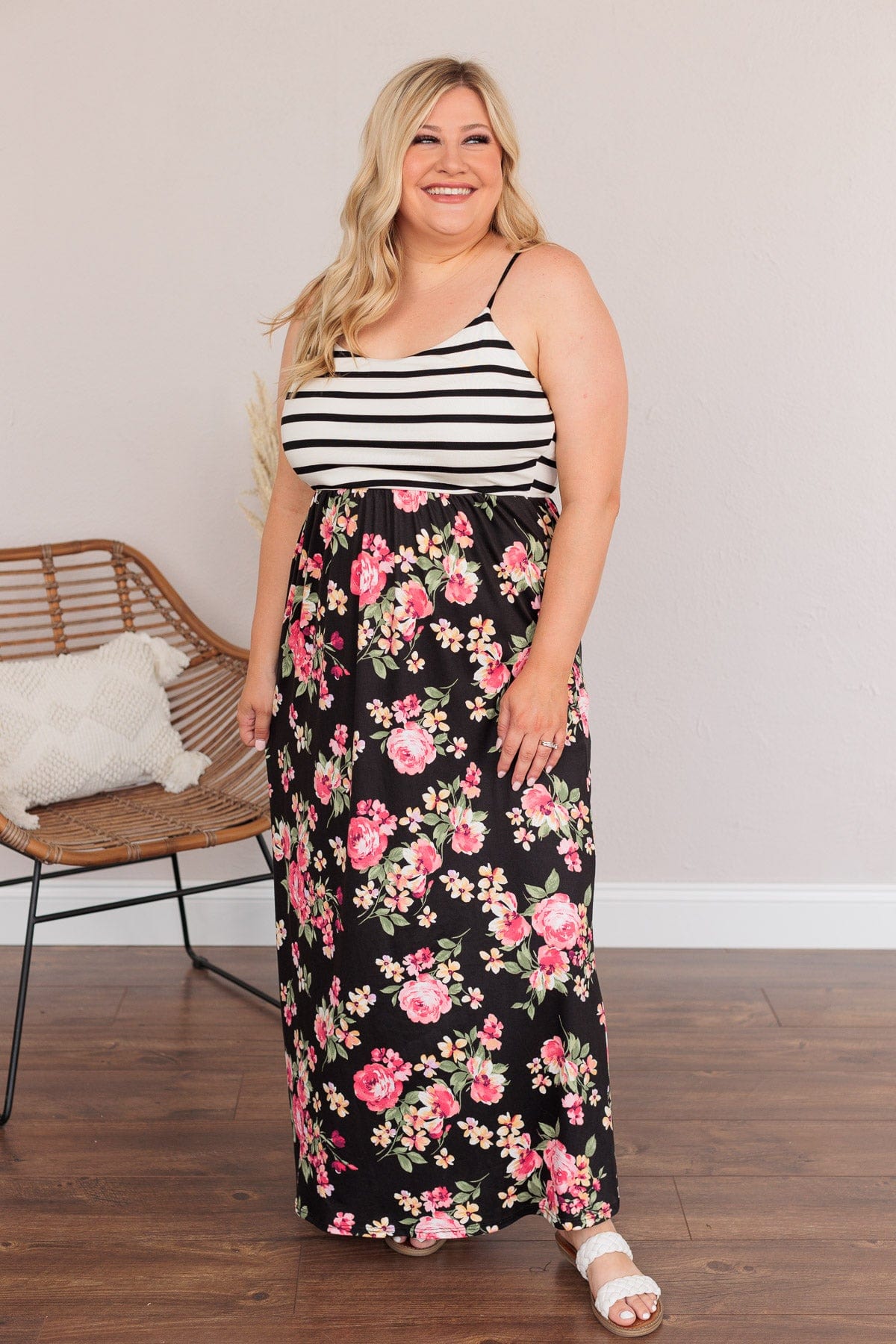 Searching For Me Floral Maxi Dress- Black