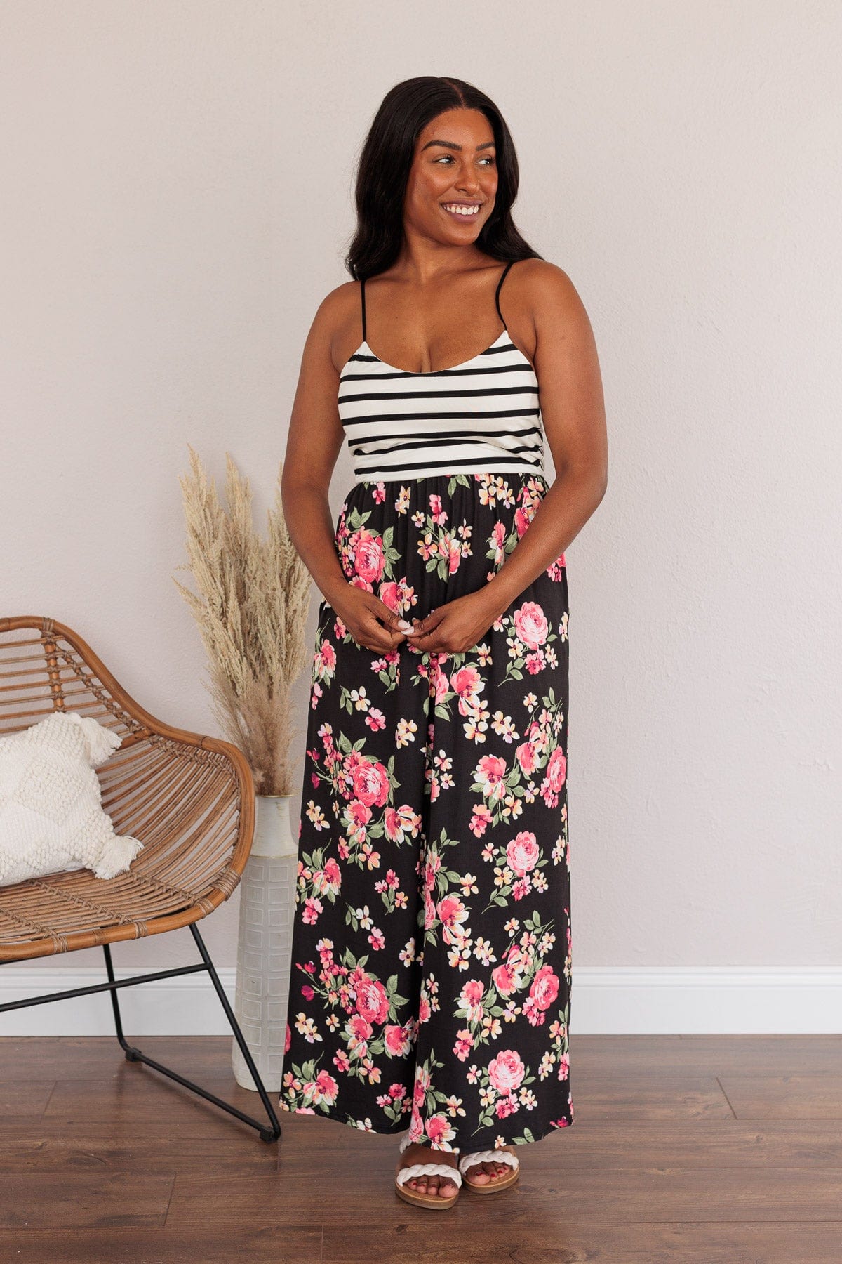 Searching For Me Floral Maxi Dress- Black