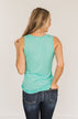 5 Button Henley Tank Top- Aqua