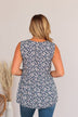 Garden Goddess Floral Tank- Navy