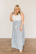 Sense Of Wonder Ruffle Maxi Dress- Steel Blue & Ivory