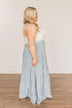 Sense Of Wonder Ruffle Maxi Dress- Steel Blue & Ivory