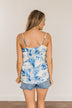 Dancing With The Wind Tropical Tank Top- Blue & Ivory