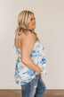 Dancing With The Wind Tropical Tank Top- Blue & Ivory
