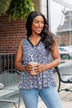 Garden Goddess Floral Tank- Navy
