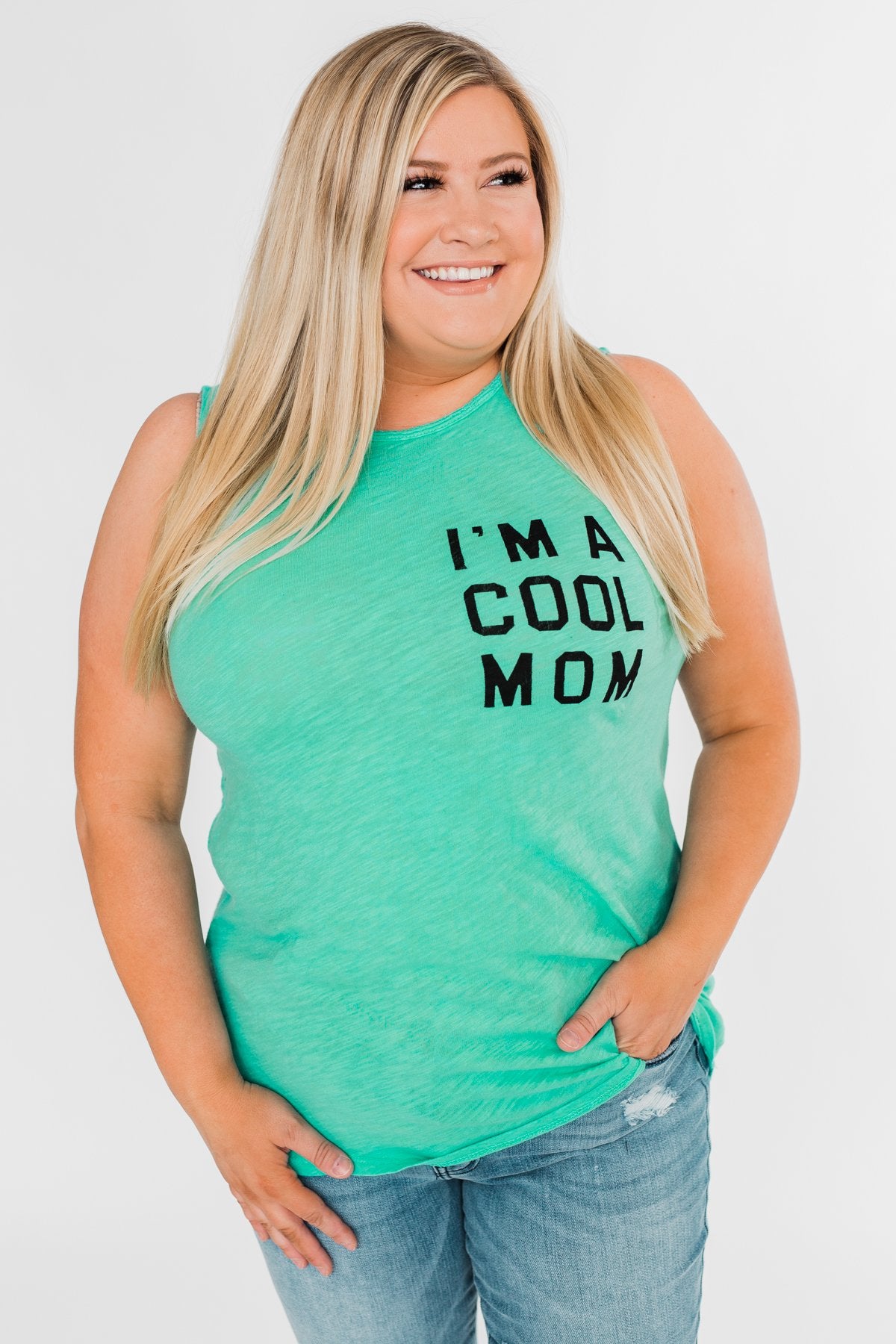 "I'm a Cool Mom" Tank Top- Bright Mint