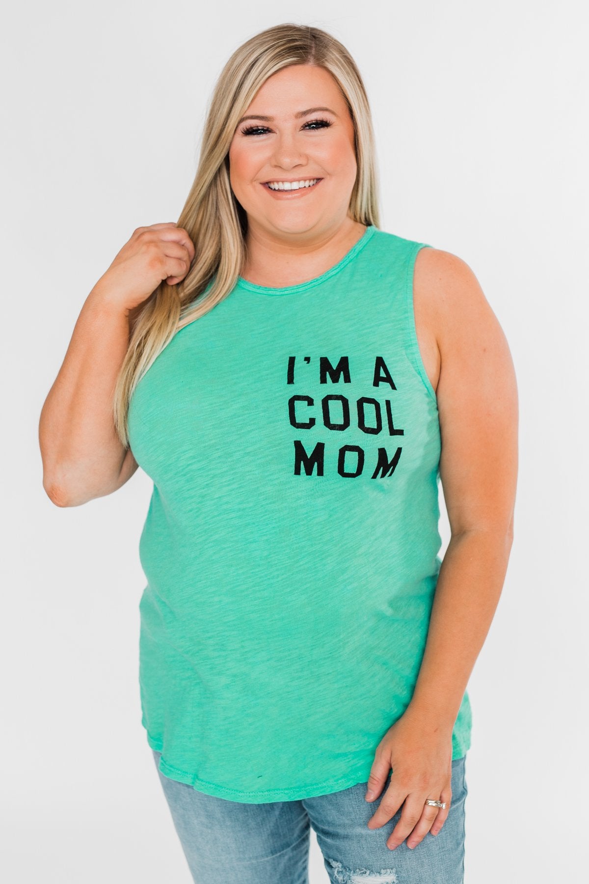 "I'm a Cool Mom" Tank Top- Bright Mint
