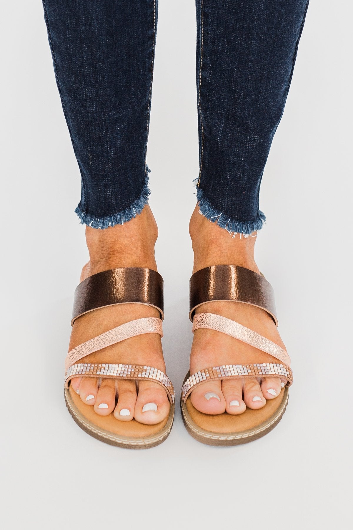 Blowfish Otsi Sandals- Rose Gold & Amber