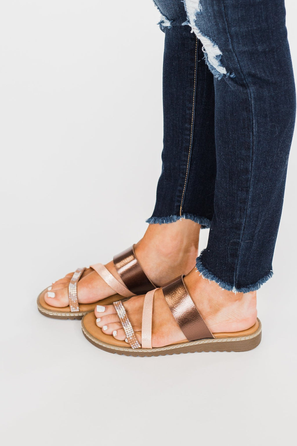 Blowfish Otsi Sandals- Rose Gold Amber