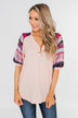 Uniquely You Button Detail Top- Blush