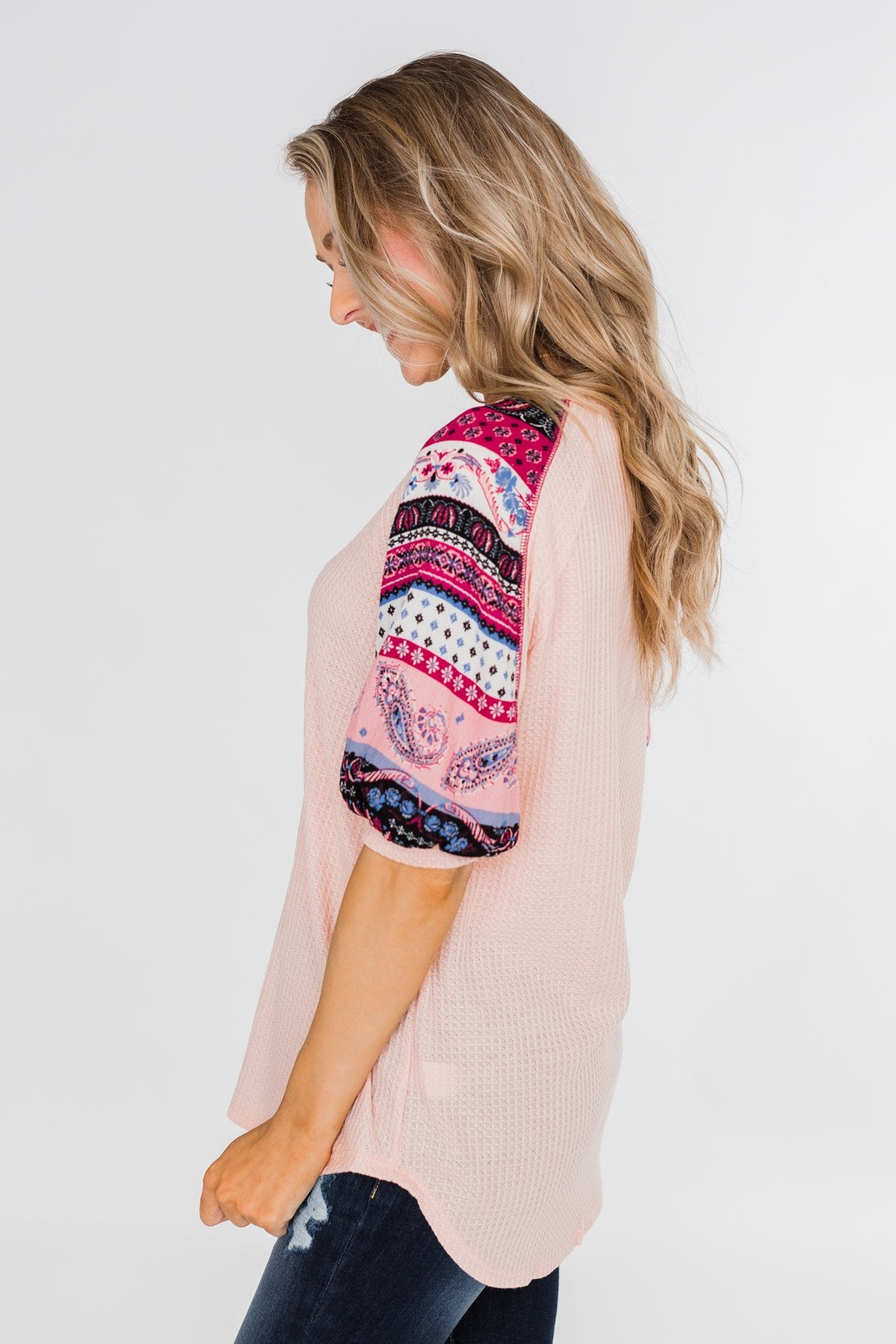 Uniquely You Button Detail Top- Blush