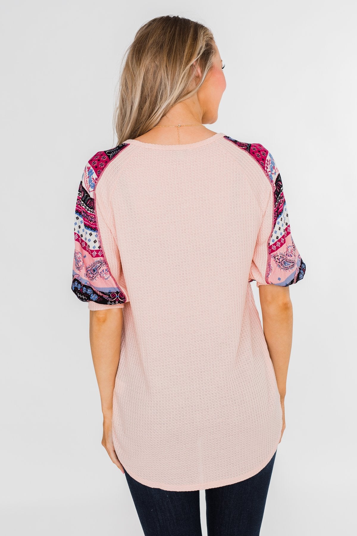 Uniquely You Button Detail Top- Blush