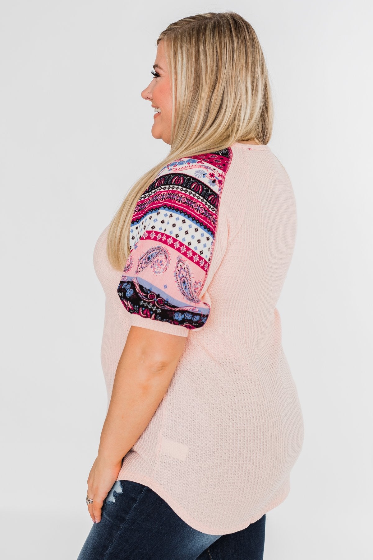 Uniquely You Button Detail Top- Blush