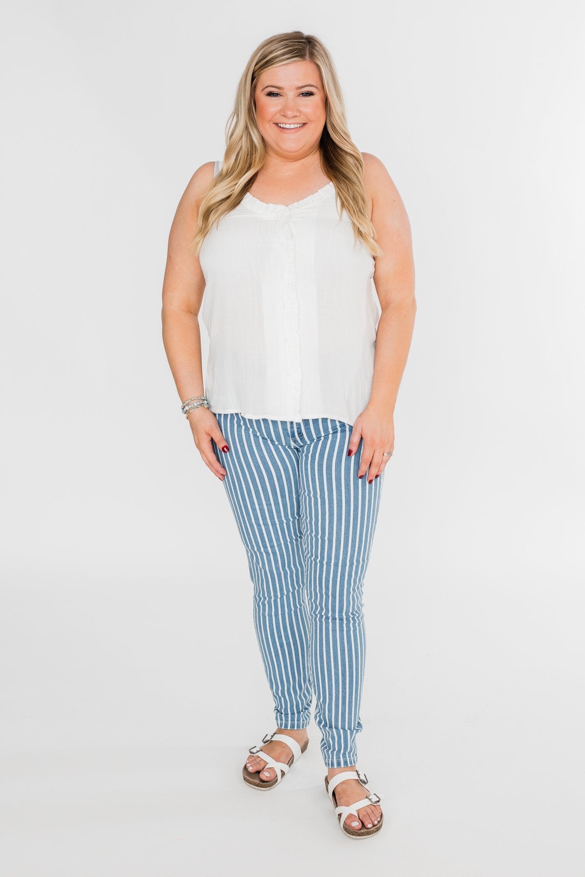 Happy Together Ruffle Tank Top- Ivory