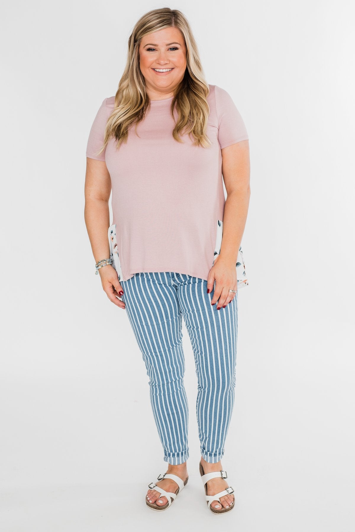 Lift My Spirits Floral Ruffle Top- Mauve