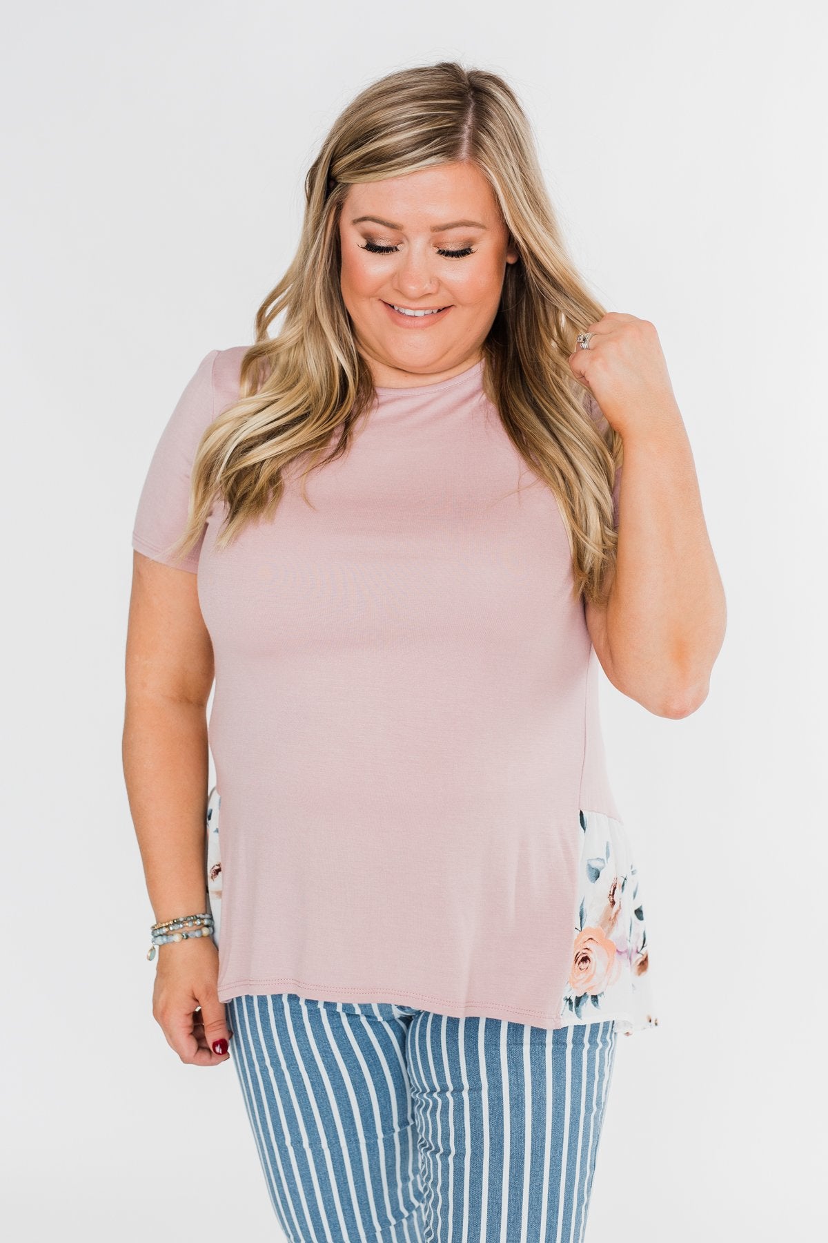 Lift My Spirits Floral Ruffle Top- Mauve