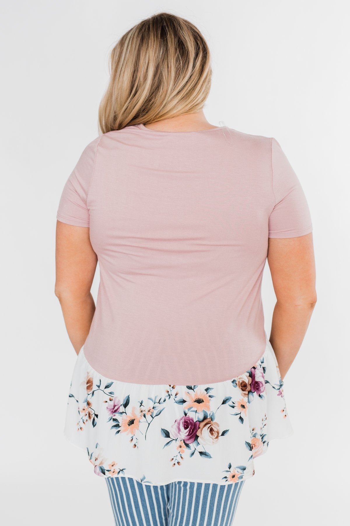 Lift My Spirits Floral Ruffle Top- Mauve