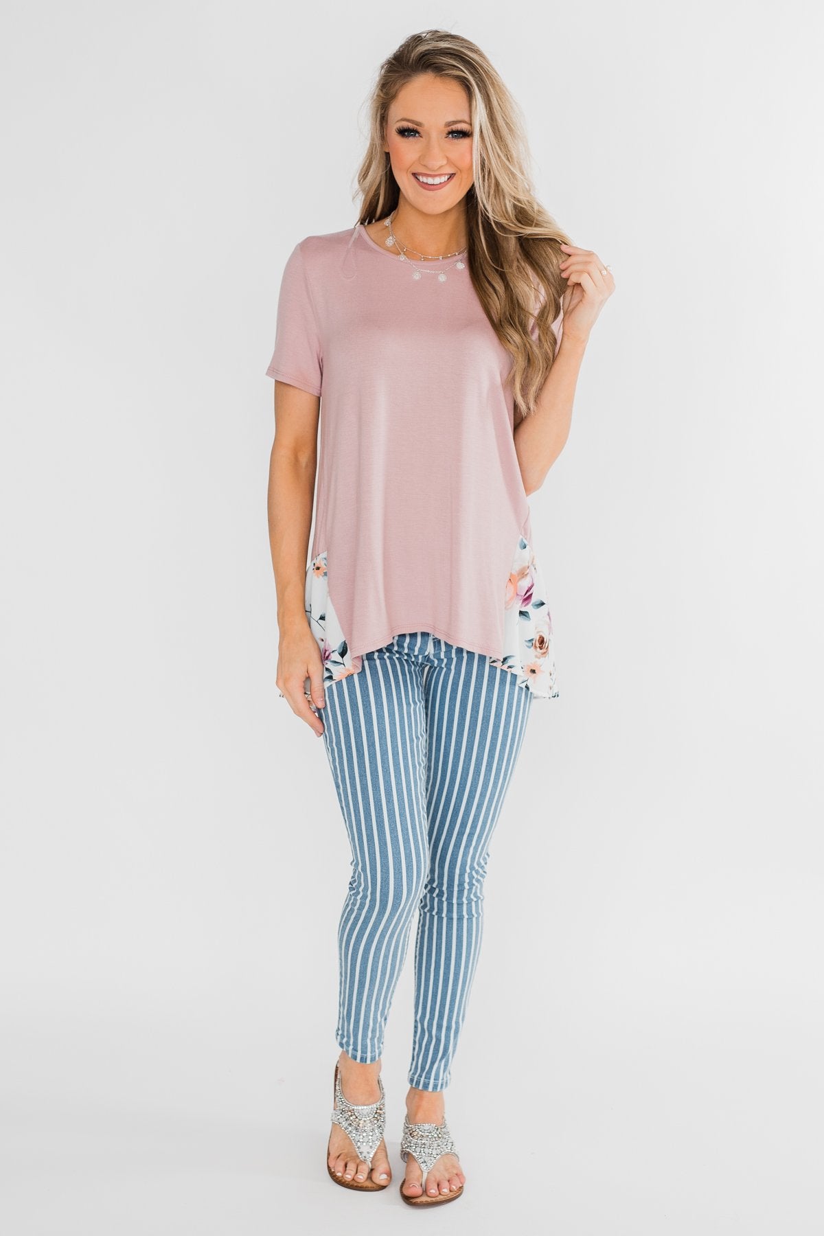 Lift My Spirits Floral Ruffle Top- Mauve