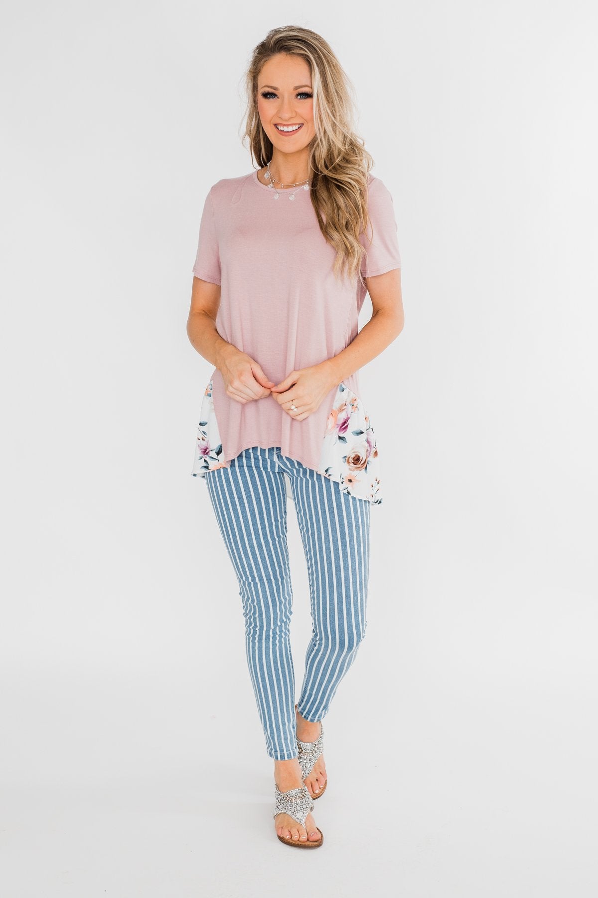 Lift My Spirits Floral Ruffle Top- Mauve