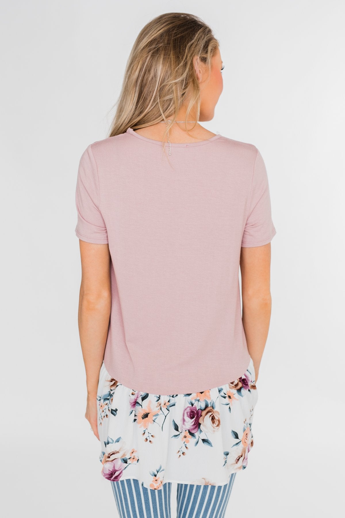 Lift My Spirits Floral Ruffle Top- Mauve
