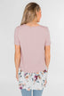 Lift My Spirits Floral Ruffle Top- Mauve