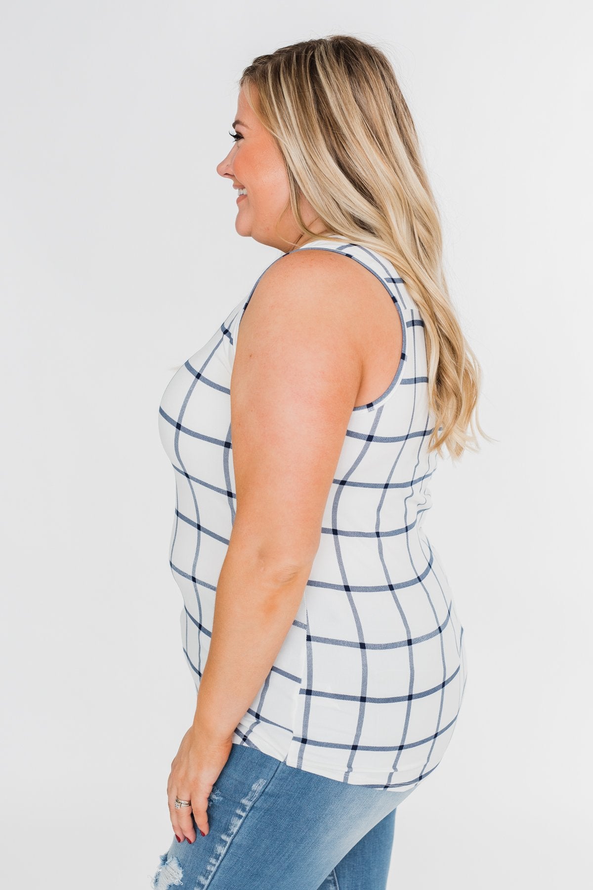 Step to the Beat Graph Striped Tank Top- White